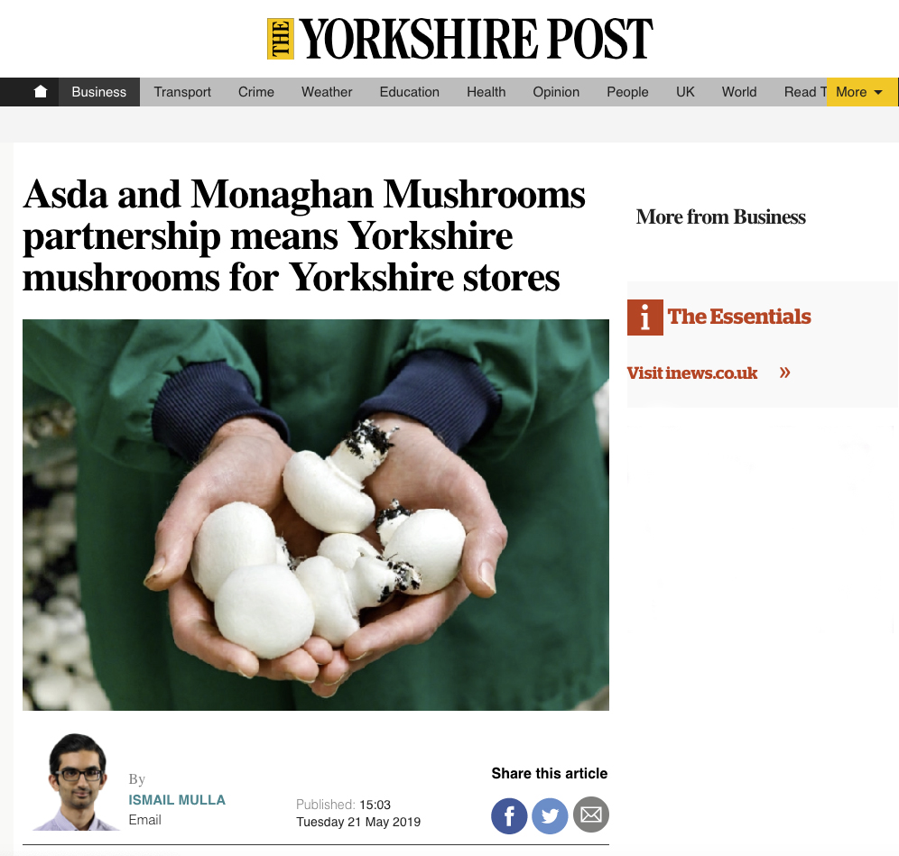 ASDA Monaghans Mushrooms PR Photo