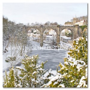 Frozen River Nidd at Knaresborough Yorkshire Christmas Card by Charlotte Gale