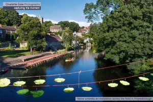 yellow umbrella sculpture, Knaresborough