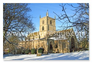 Church in the snow Christmas card