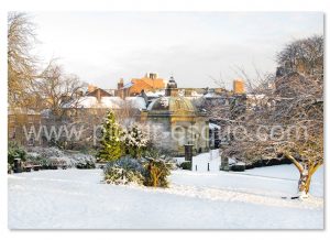A Christmas card featuring a photo by Charlotte Gale of The Pump Room in Harrogate at Christmas