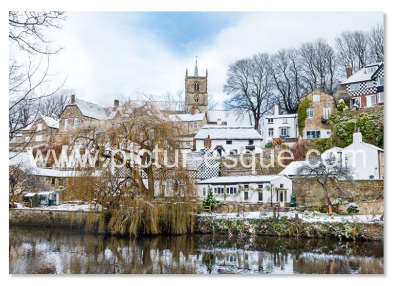 Waterside Knaresborough in the Snow Christmas Card Charlotte Gale