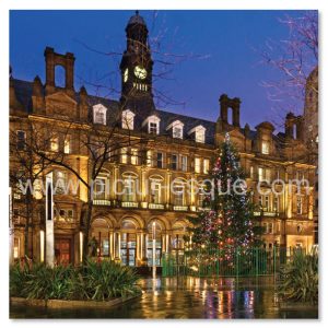 Christmas card featuring City Square in Leeds