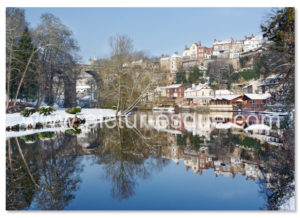 Knaresborough Viaduct Reflections Christmas Card by Charlotte Gale