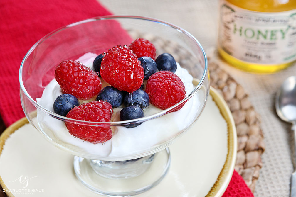 Photo of yoghurt and honey breakfast at Woodlands Farm B and B