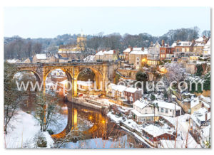 Knaresborough Viaduct at Twilight in the Snow