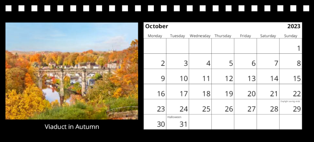 Knaresborough Desk Calendar by Charlotte Gale Photography - Knaresborough Viaduct in Autumn
