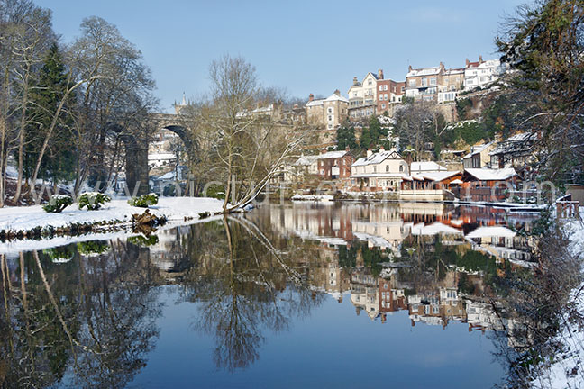 Knaresborough Viaduct Reflections in the Snow photo on canvas and Knaresborough Viaduct Reflections in the Snow framed photo