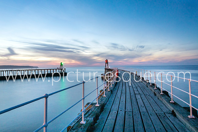 Whitby Piers at Twilight photo on canvas and Whitby Piers at Twilight framed photo