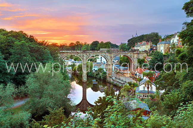 Knaresborough Viaduct at Sunset photo on canvas and Knaresborough Viaduct at Sunset framed photo