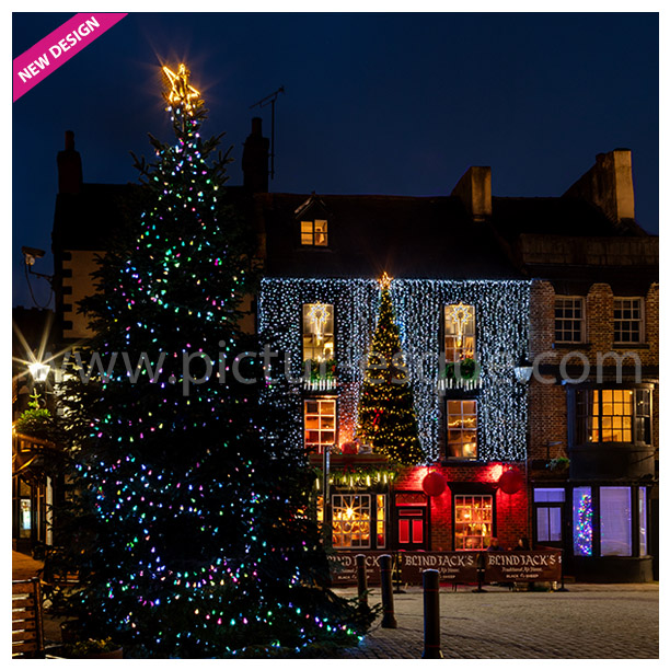 Blind Jacks Christmas Lights Knaresborough Christmas card by Charlotte Gale Photography