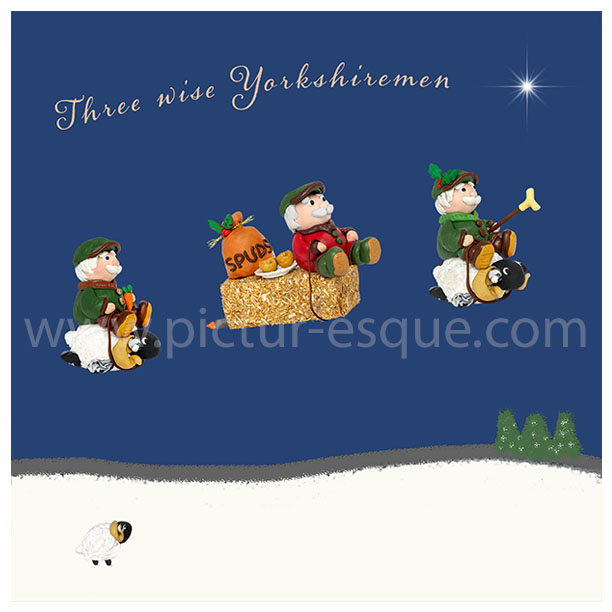 Three Wise Yorkshiremen Yorkshire Christmas card handcrafted and photographed by Charlotte Gale
