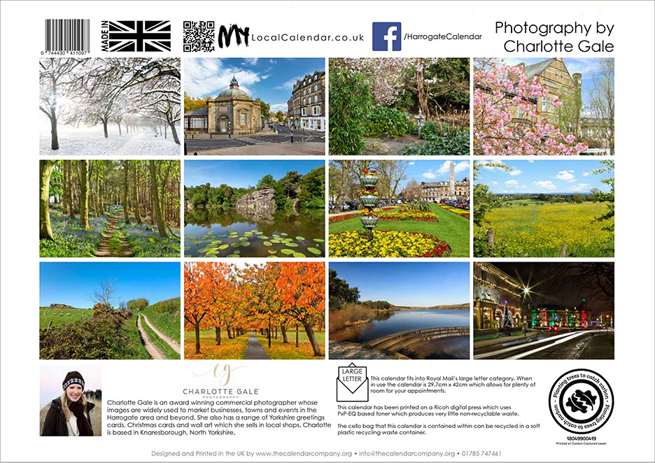 A 2027 Harrogate wall calendar featuring photos by local photographer Charlotte Gale